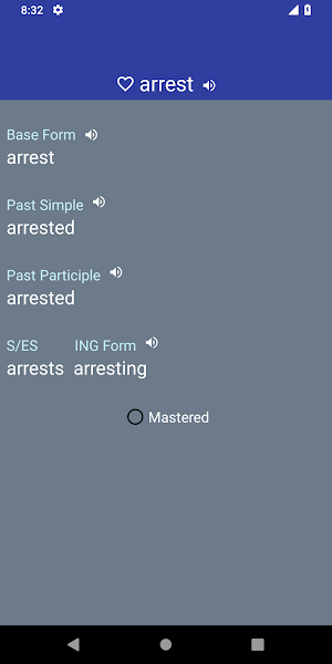 English Verb Forms Dictionary Screenshot 1