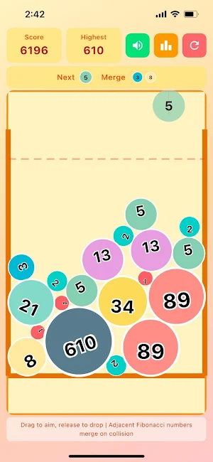 Fibonacci Ball Puzzle Game Screenshot 1