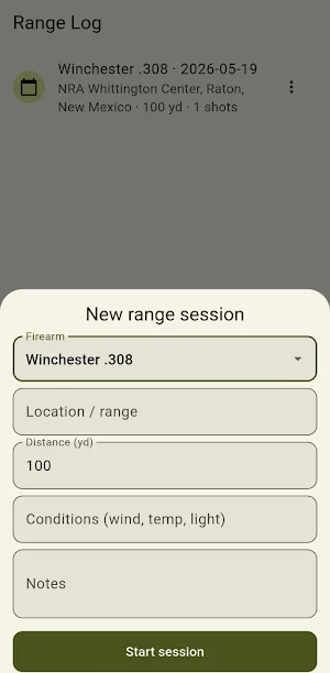 RANGE & RELOAD LOG Screenshot 3