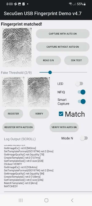 SecuGen USB Fingerprint Demo Screenshot 0