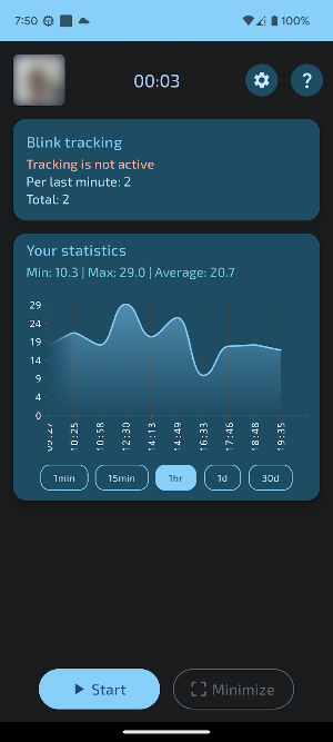 Blinkz: A Simple Blink Tracker Screenshot 1