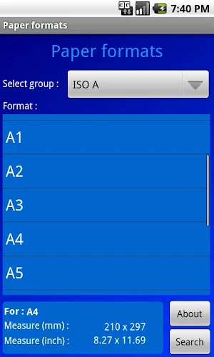Paper formats Screenshot 0
