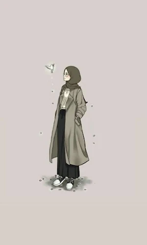 Cute hijab cartoon Wallpaper Screenshot 1