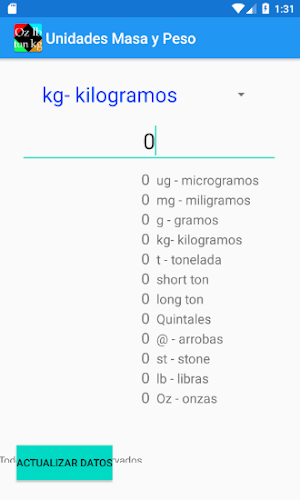 Convertidor de unidades de masa y peso Screenshot 1