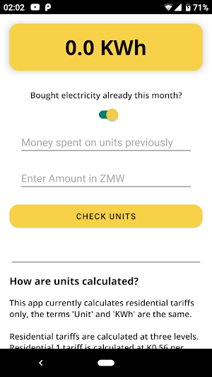 Electricity Units Calculator Zambia (No ads) Screenshot 2