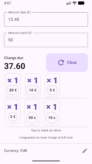 Change Calculator Screenshot 2