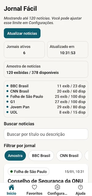 Leitor RSS: Notícias Privadas Screenshot 1