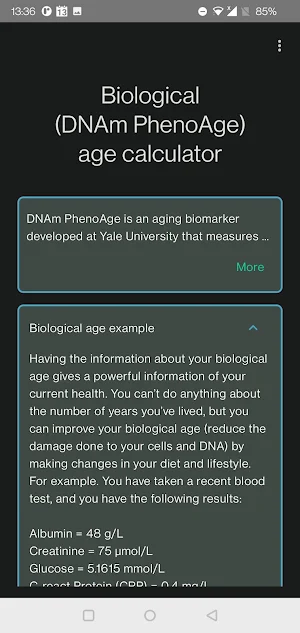 Biological Age Calculator Screenshot 1