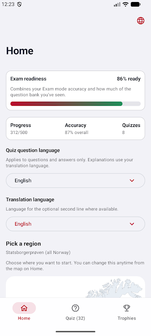 Norway Citizenship Test Screenshot 0