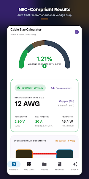 Cable Size Calculator Screenshot 1