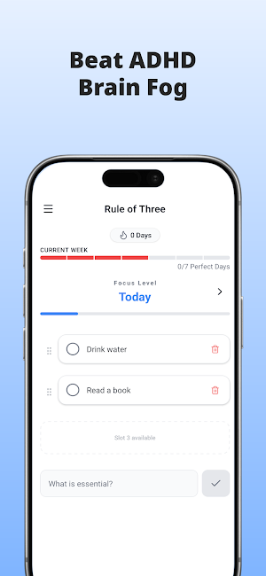 Rule of 3: Minimalist To Do Screenshot 2