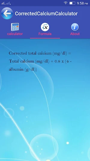 Corrected Calcium Calculator Screenshot 1