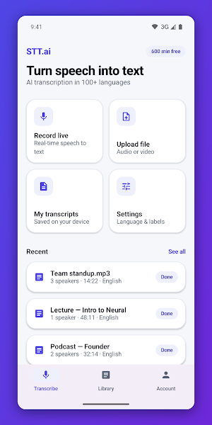 STT.ai: AI Transcription Screenshot 0