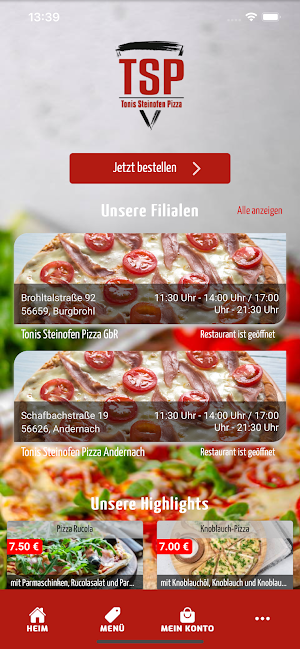 Tonis Steinofen Pizza Screenshot 0