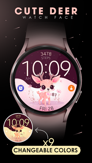 Cute Deer digital watch face Screenshot 2