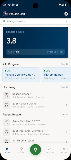 ProSide Golf App Screenshot 0