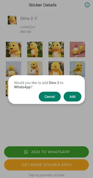 Yellow Dino Stickers for WA Screenshot 3