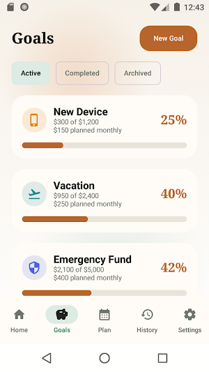 Monthly Savings Planner Screenshot 2