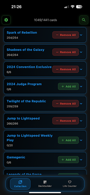 Fan SWU Companion App Screenshot 1