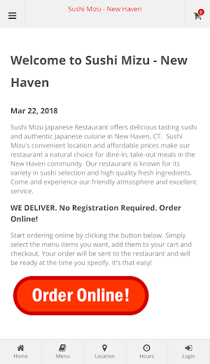 Sushi Mizu New Haven Ordering Screenshot 0