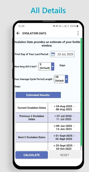 Period & Ovulation Calculator Screenshot 2