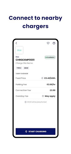 Drax Charging App Screenshot 2