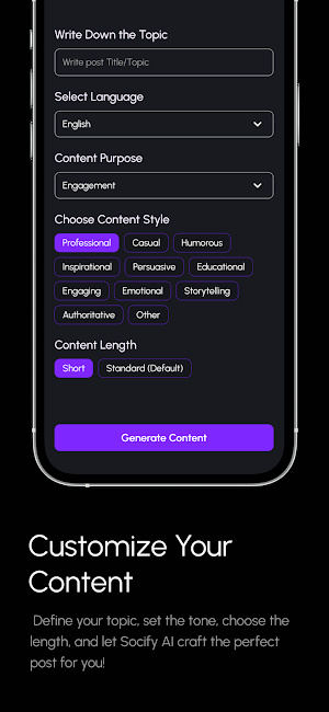 SOCIFY AI – Content Creator Screenshot 3