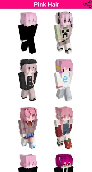 Pink Hair Skins For Minecraft Screenshot 1