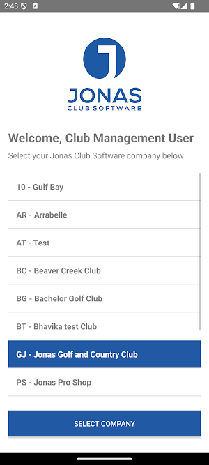 Jonas Club Software Management Screenshot 1