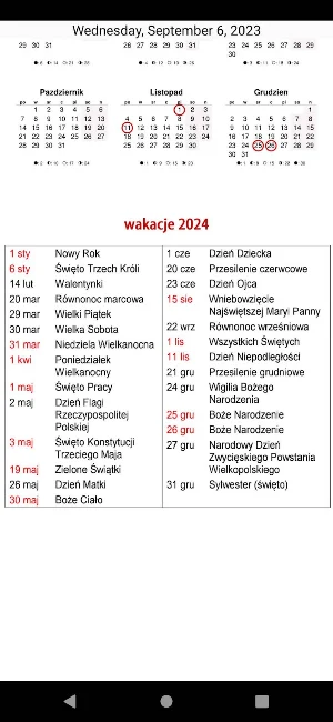 Kalendarz 2024 Screenshot 2