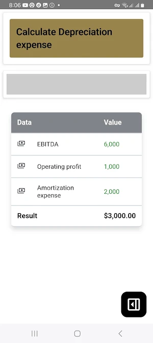 EBITDA Calculator Screenshot 3