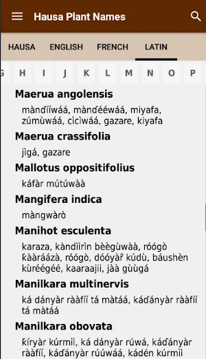 Hausa Plant Names Screenshot 3