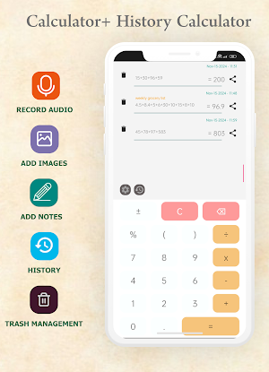 Basic Calculator Plus History Screenshot 0