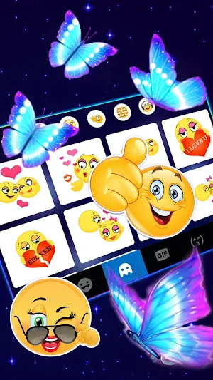 Neon Butterflies Keyboard Theme Screenshot 3