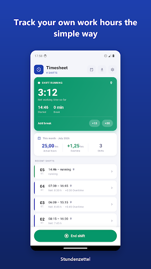 Timesheet — Work Hours Tracker Screenshot 0