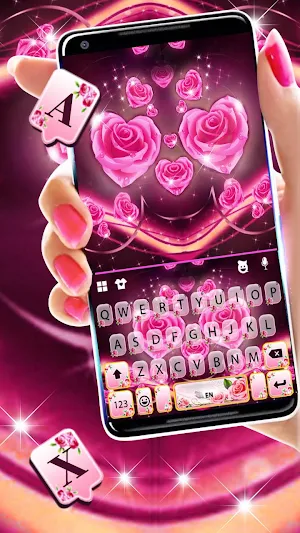 Rosy Pink Flowers Keyboard Theme Screenshot 1
