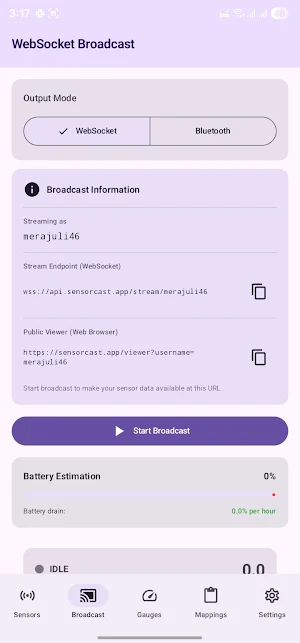 SensorCast -Stream Sensor Data Screenshot 1