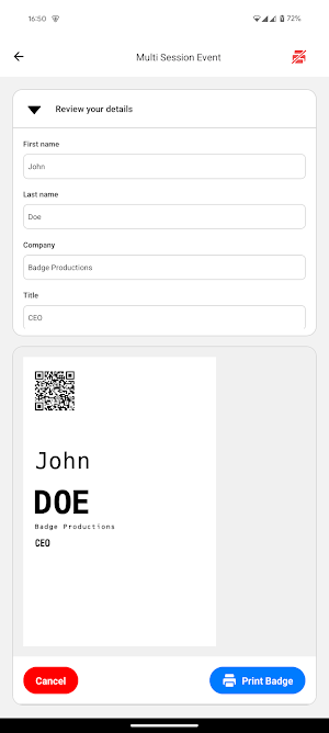 Eventsquid Zebra Badge App Screenshot 2