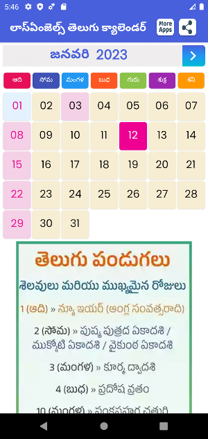 Telugu Daily Calendar 2023 Screenshot 3