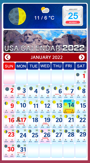 US Calendar 2022 Screenshot 1