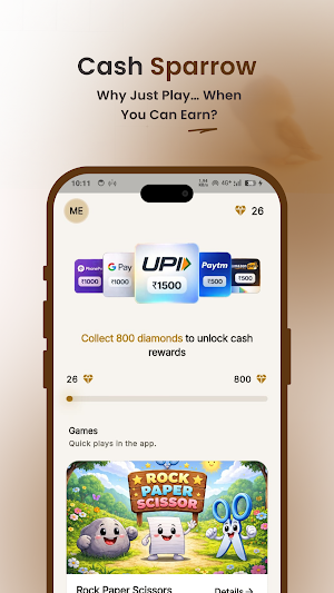 Cash Sparrow: Games & Rewards Screenshot 1