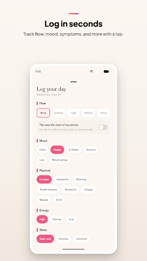 Tide: Period & Cycle Calendar Screenshot 1