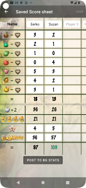 Applejack Score sheet Screenshot 1