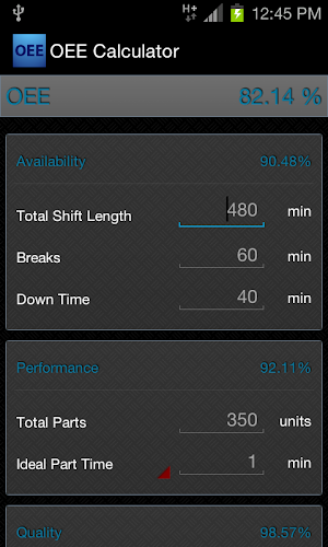 OEE Calculator Screenshot 0