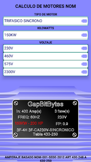Calculo de Motores NOM Screenshot 3