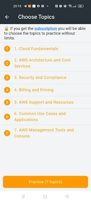 AWS Cloud Practice Test Screenshot 1