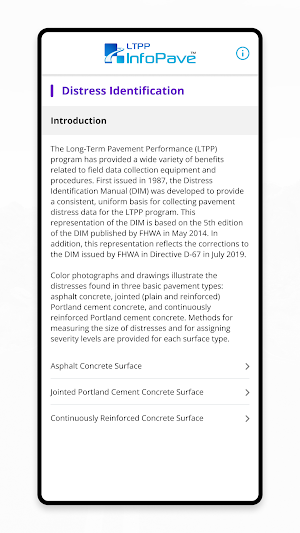 LTPP InfoPave Mobile Screenshot 1