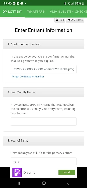 Dv Lottery Screenshot 2