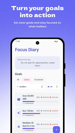 Focus Diary: Goal Tracker Screenshot 0