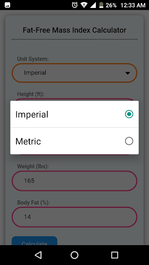 Fat Free Mass Index Calculator Screenshot 1
